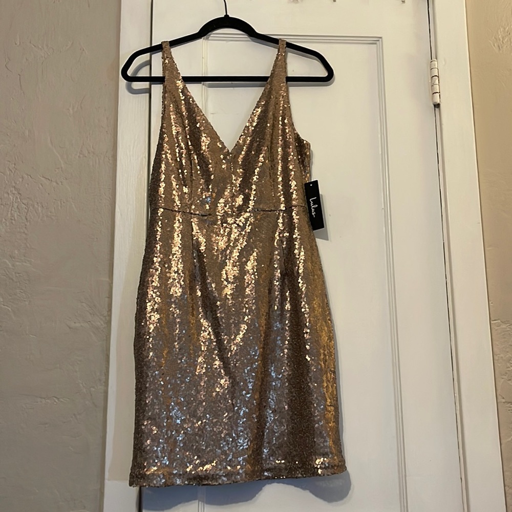 NWT Gold sequin Lulus dress